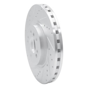 Mercedes-Benz ML350 Brake Rotor (1) - Front Left - R1 Concepts - Drilled & Slotted - Silver - `12-`18